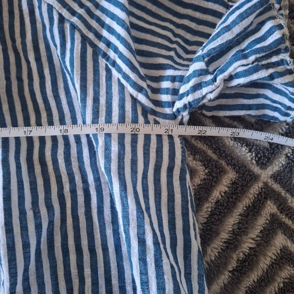 Cherishh Italian Linen Top - Blue & White Stripes - Picture 5 of 7